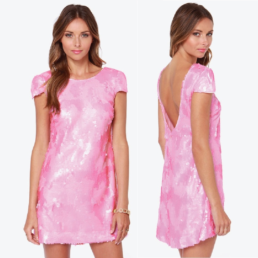 DRESS THE POPULATION Brooke Pink Sequin Dress